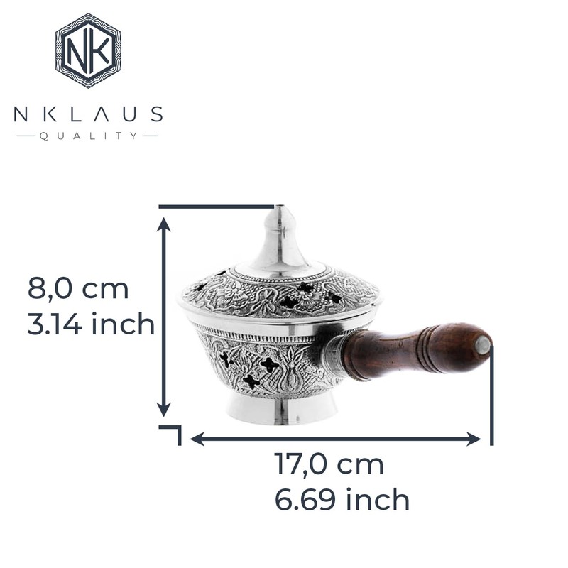 NKlaus Incense Pan with Wooden Handle for Frankincense Incense Mixture
