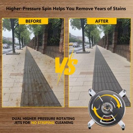 OCPTY 13" Pressure Washer Surface Cleaner with 4 Wheels 1/4" Quick Connector and Washer Accessories,4.0 GPM Pressure Washer Attachments for Concrete, Patio, Sidewalk, Deck and Driveways,4000 PSI