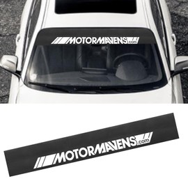 LANZMYAN Front Windshield Decal Vinyl Front Shade Sun Visor Strip Sport Racing Decoration Sticker(Carbon Fiber Background-Motormavens)