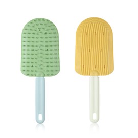 2Pcs Cat Tongue Comb, Cute Cats Shedding Brush Cat Grooming Brush for Long Haired Cats Silicone Pet Fur Remover Comb for Pet Dog Cat Bunny (Green and Yellow)