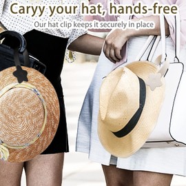 2 Pcs Hat Clip for Travel Handbag Backpack Luggage, Magnetic Hat Clip for Travel on Bag, Portable Outdoor Women Kid Adults Accessory Hat Companion (Black&Beige)