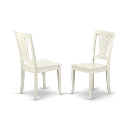 East West Furniture Avon Farm Wooden Seat and Linen White Hardwood Frame Dining Room Chair Set of 2