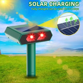 2 Pack Solar Nocturnal Animal Repeller Deer Repellent Outdoor with Red LED Light, Waterproof Cat Skunk Raccoon Fox Coyote Repellent Device Predator Lights for Farm Garden Yard Chicken Coop
