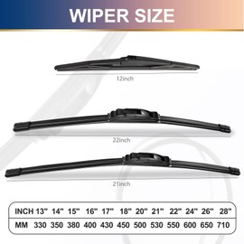 3Pcs Windshield Wiper Blades for Dodge Durango 11-18 20, Jeep Grand Cherokee 11-13,Original Equipment Replacement Automotive Windshield Wiper Blades for My Car- 22"/21"/12" (Set of 3) U/J HOOK