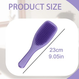 Lila Haarbürste Detangler, Entwirrungsbürste für die Dusche, Kämmen ohne Ziepen, Ideal für trockenes & nasses Haar, ergonomischer Griff, schmerzfreies Entknoten, ideal für Conditioner-Verteilung