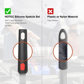 Hotec Silicone Spatula Turner for Nonstick Cookware, Cooking Spatula 600°F Heat Resistant Large Flexible Rubber Spatula Set of 3, Kitchen Utensils for Flipping Eggs, Burgers, Pancakes, Crepes