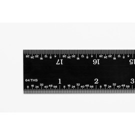 PEC Tools 402-018EZ, 18 Inch Rigid Ruler, 4R (8ths, 16ths, 32nds, 64ths),Made in US, Stainless Steel, Black Chrome