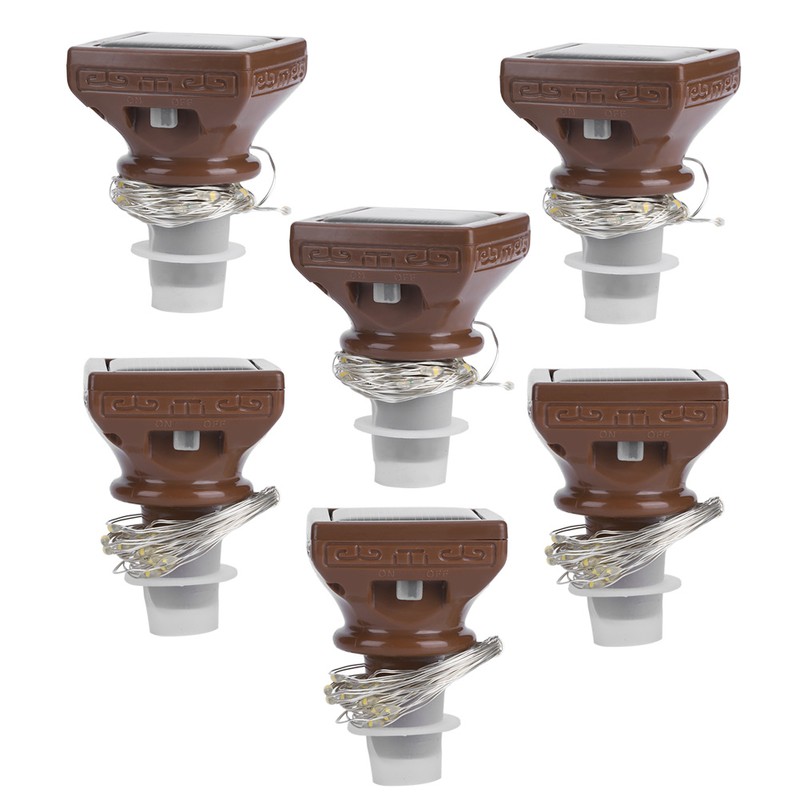 6PCS 20LED Solar String Lights Waterproof Wine Bottle Cork Lamp