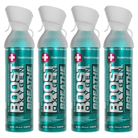 Boost Oxygen Large Breathe Menthol-Eucalyptus Aroma 10 Liter Canister | All-Natural Resiratory Support for Aerobic Recovery, Altitude, Performance and Health (4 Pack)