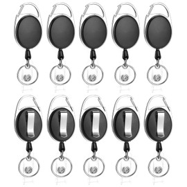 20 Pack Retractable Badge Reel with Carabiner Belt Clip and Key Ring Retractable ID Badge Holders for Office Worker Doctor Nurse