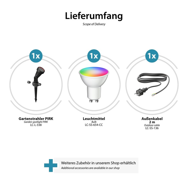 ledscom.de PIRK Outdoor Garden Spotlight with Ground Spike IP44 Black