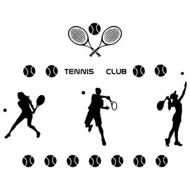 ANFRJJI 3 Modern tennis posture Wall Decor Tennis Wall Decal Sticker Tennis Sport Wall Art for Kids Boys Girls Room and Bedroom Tennis Player Wall Art Women men wall decal effect size 32"x41"inch (black-JWH269-Tennis)