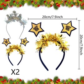 New Year's Eve Headband, 2/12 Pieces Happy New Year Headband, New Year's Eve Hair Accessories, Hair Band, Adult Decoration, New Year's Eve Party 2024 Christmas Headband, Christmas Headband