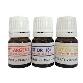 KD89 3 x 18-24K Gold and Silver Testing Reagents Solutions with Natural Touchstone and Multilingual Guide, Jewellery & Coin, Bar Expertise - 2.5ml