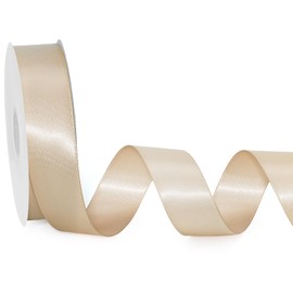 LaRibbons Tan Satin Ribbon 1 inch x 25 Yards - Solid Color Ribbon for Gift Wrapping Wedding Decoration Bows Bouquet Floral Arrangement Crafts