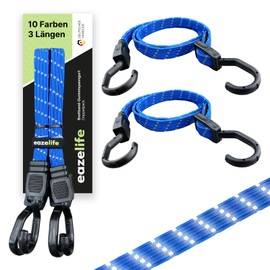 Set of 2 Rubber Tension Straps, Adjustable, Wide Band Expander with Metal Hooks, Strong Resilient for Car, Bicycle and Outdoor Activities (10 Colours, 3 Lengths) (Ocean, 80 cm)