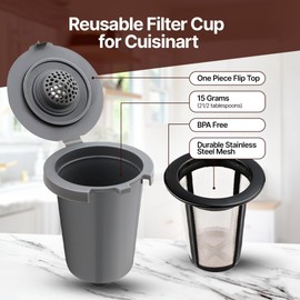 Reusable Filter Cups for Cuisinart Coffee Makers, Compatible with Cuisinart #SS-RFC HomeBarista - Premium Refillable Cups for Cuisinart Single Serve Coffee Machines (2 Pack with 2 Mesh Filters)