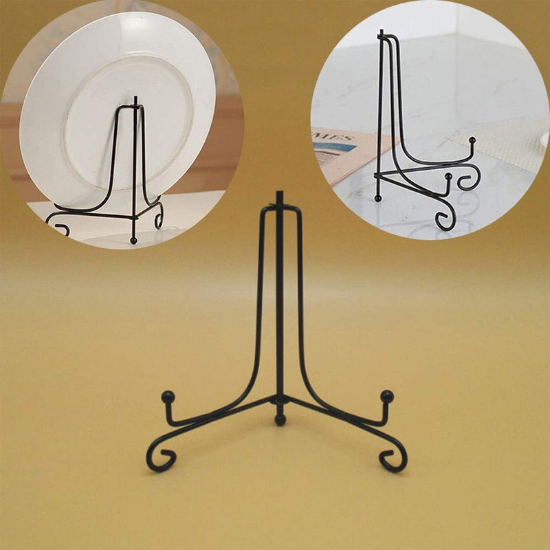 SagaSave 1PC Table Top Easel, Black Iron Easel Plate Decorative