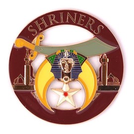 Shriner Round Burgundy Masonic Auto Emblem - 3" Diameter