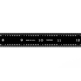 PEC Tools 161-018EZ, 18 Inch Flexible Ruler, 16R (32nds, 64ths, 50 THS, 100ths),Made in US, Stainless Steel, Black Chrome