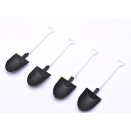 50PCS Plastic Mini Ice Cream Dessert Spoon Shovels Pudding Yogurt Spoons for Family or Party(Black and white)