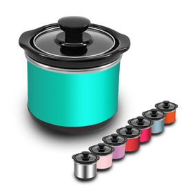 Mini Slow Cooker, 0.65 Qt Capacity small slow cooker, Ceramic Pot, Nutrient Loss Reduction, For Sauces, Stews & Dips, Round (ROSE RED)