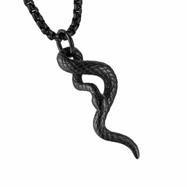 HZMAN Gothic Punk Stainless Steel Animal Snake Pendant Necklace for Men Boys Jewelry Gift (Black)
