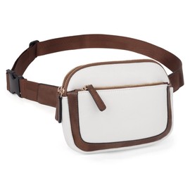 Bumbag for Women Sports Waist Pack Ladies Travel Shoulder Bag Vintage Vegan Leather White