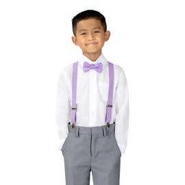 Spring Notion Boys' Suspenders and Solid Color Bowtie Set Lilac Large