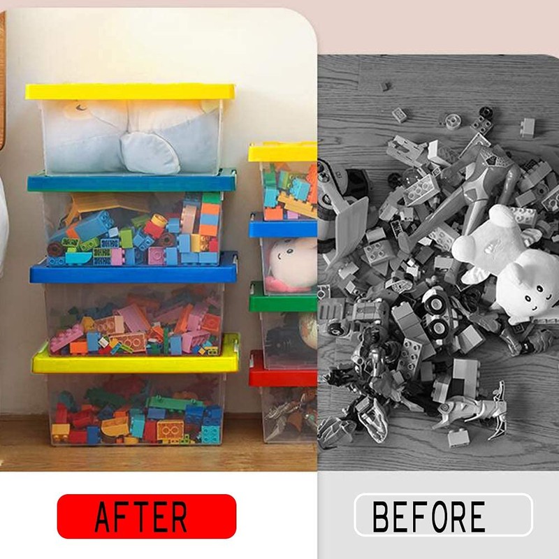 loobuu Plastic Storage Bins with Lids - Stackable Toy Storage