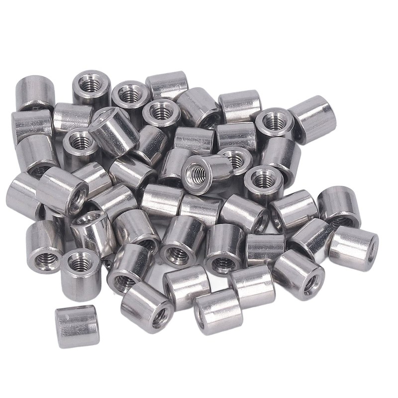 M4 Stainless Steel Rod Connector Nut Coupling Round Fastener 50Pcs