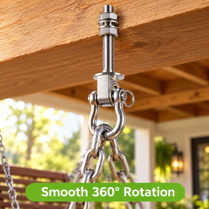 Stainless Steel Swing Hook with 5.91 Inch Threaded Shaft, Swivel
