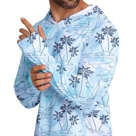 APTRO Men's UPF 50+ Sun Protection Long Sleeve Hoodie Shirts UV Outdoor Fishing Shirts SPF Rash Guard Shirts for Men MS05 Blue01 S