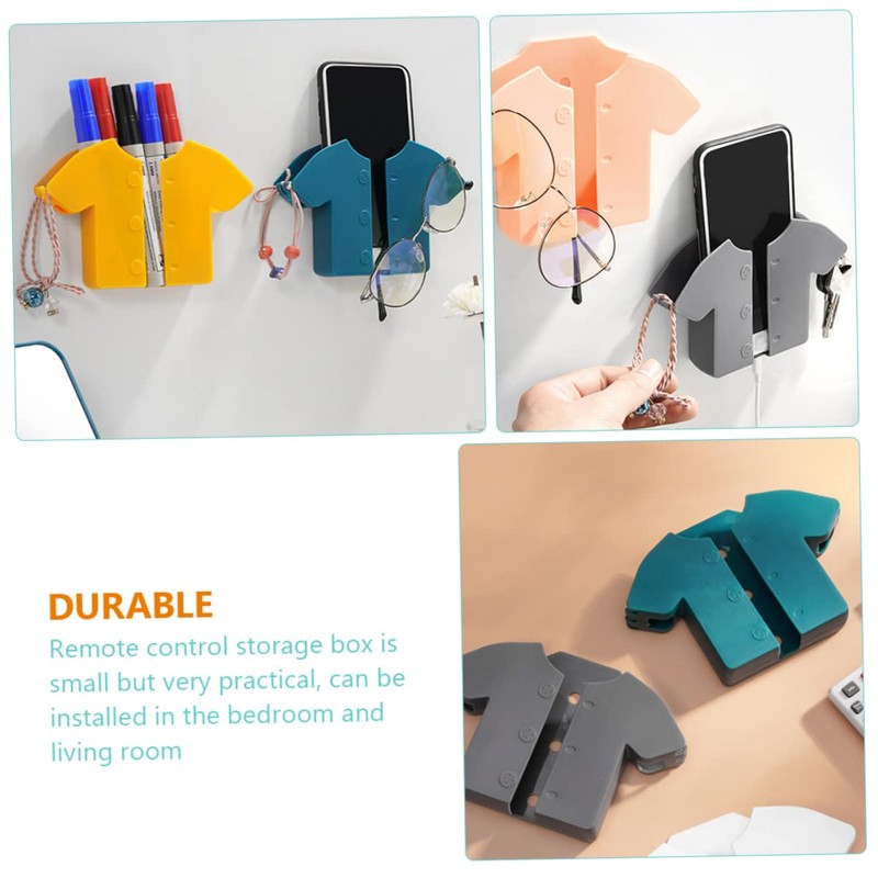 jojofuny 6pcs Wall Mount Phone Holder Remote Control Organizer Bedside