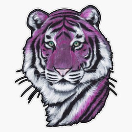 Purple Tiger Sticker Outdoor Rated Vinyl Sticker Decal for Windows, Bumpers, Laptops or Crafts 5"