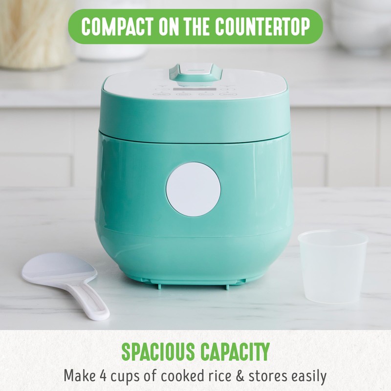 GreenLife Digital Rice Cooker, 2-Cups Uncooked/4-Cups Cooked, Removable Nonstick Ceramic