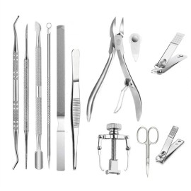 12Pack Ingrown Toenail Tool Kit Nail Treatment Foot Hands Pedicure Tool Clipper