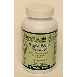 Triple Blend Seaweed Tablets 500 mg 90 Capsules Certified Organic Harvested in North Atlantic Coast of Ireland