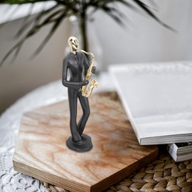 IMIKEYA Music Figures Black Decoration Living Room Saxophone Player Figure Modern Sculpture Statue Musician Figures Decoration for Art Home Decoration Ribbon