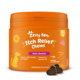 Zesty Paws Itchy Dog Skin Relief | Itching or sensitive skin | Hypoallergenic dog allergy relief | Anti Itch and Allergy Relief for Dogs | Dogs who scratch, itch & lick | Omega 3 Fatty Acids | 90 Pcs
