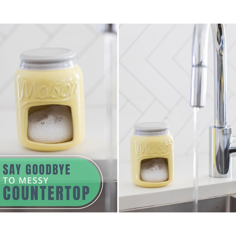 Comfify Ceramic Kitchen Sponge Holder - Farmhouse Style Sink Caddy