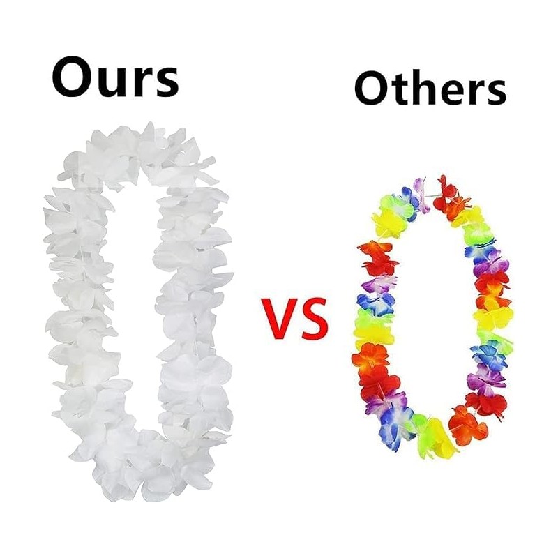 YIKANGHENG 4 Pcs White Artificial Flowers, Hawaiian Leis for Party,