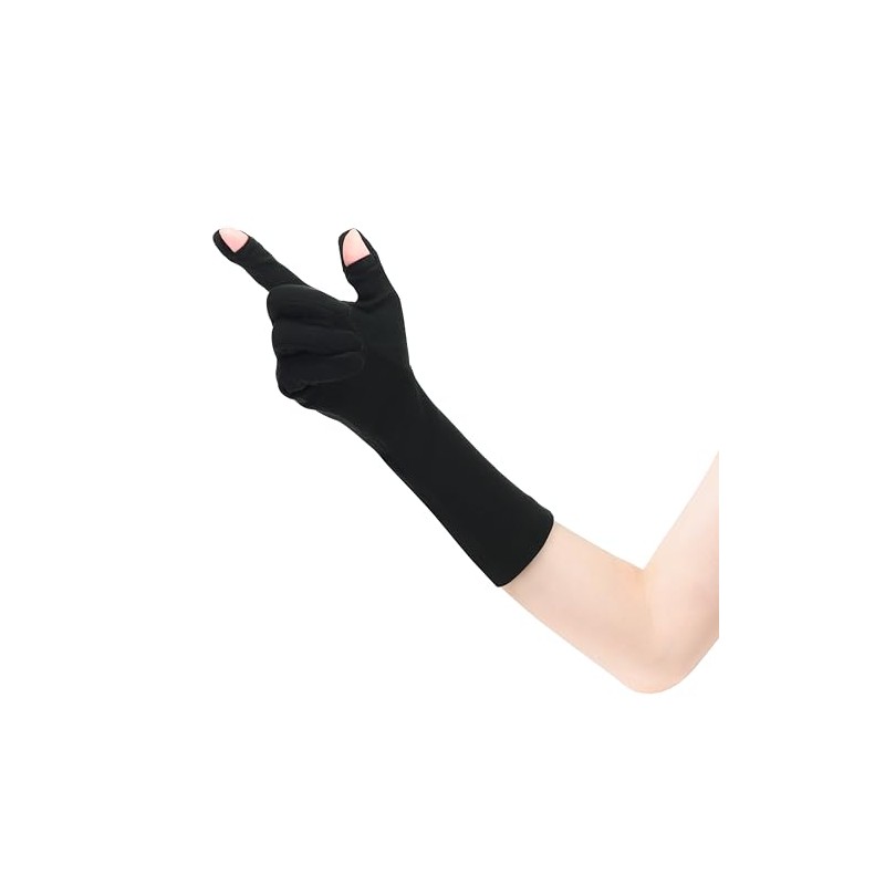 Otafuku Glove Arm Cover, UV Protection Gloves, Black, 100% Cotton,