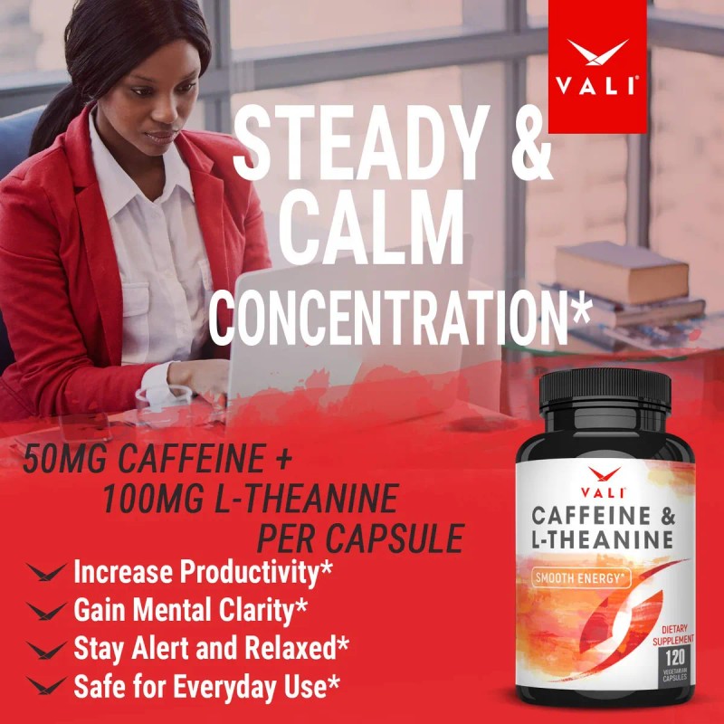Vali Cafena 50mg Y L-teanina 100mg Energa Y Enfoque