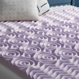 LUCID 3 Inch 5 Zone Lavender Memory Foam Mattress Topper – Plush- Calming Lavender – Targeted Convoluted Comfort Zones
