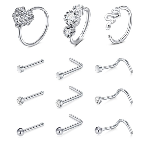 LAURITAMI Nose Piercing Nose Ring Nose Stud Set Surgical Steel