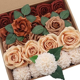 D-Seven Artificial Flowers Autumn Terracotta Flowers Combo for DIY Wedding Bouquets Centerpieces Floral Arrangements Bridal Shower Baby Shower Party Home Decorations