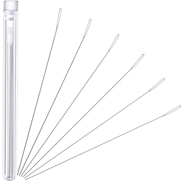 Chuangdi Beading Needles 6 Pieces Stainless Steel Needle Large Big