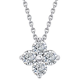 Metal Masters 1Ct. Round-Cut Four Leaf Clover Moissanite Pendant 18K White Gold over Sterling Silver Necklace Chain