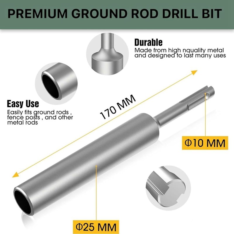 Fowecry SDS-Plus Ground Rod Driver for 5/8Inch & 3/4Inch Rods